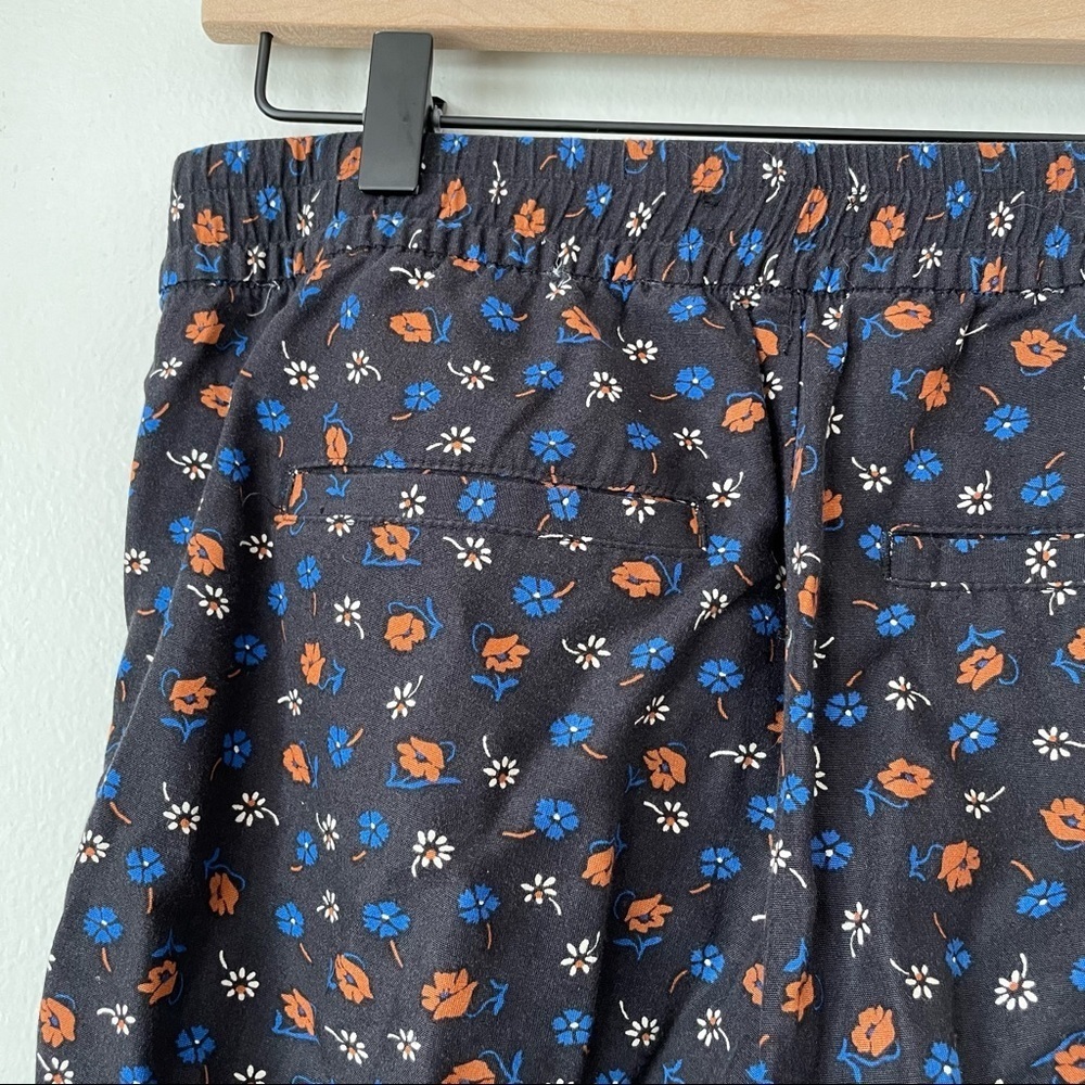 Madewell Prairie Posies Black Floral Cobalt Blue Piping Track Trousers - Picture 7 of 11